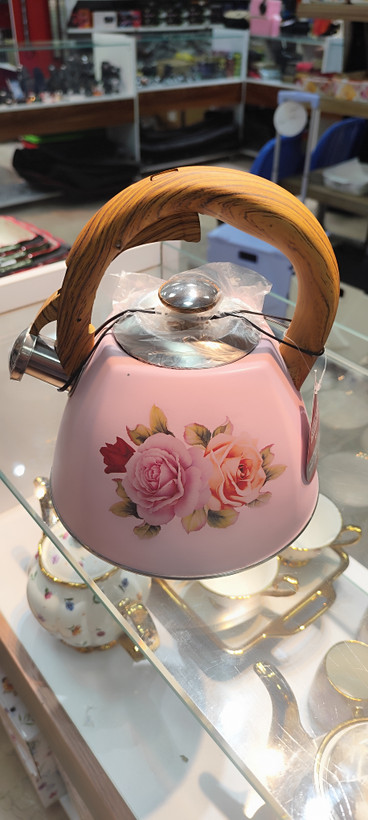 کتری استیل دسته چوبی